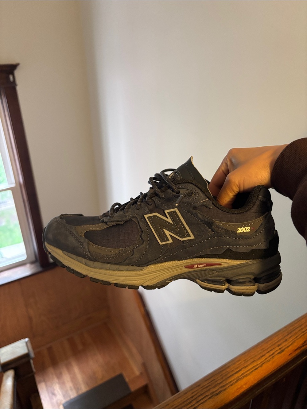 New Balance Men's Black and Tan 2002R Sneaker